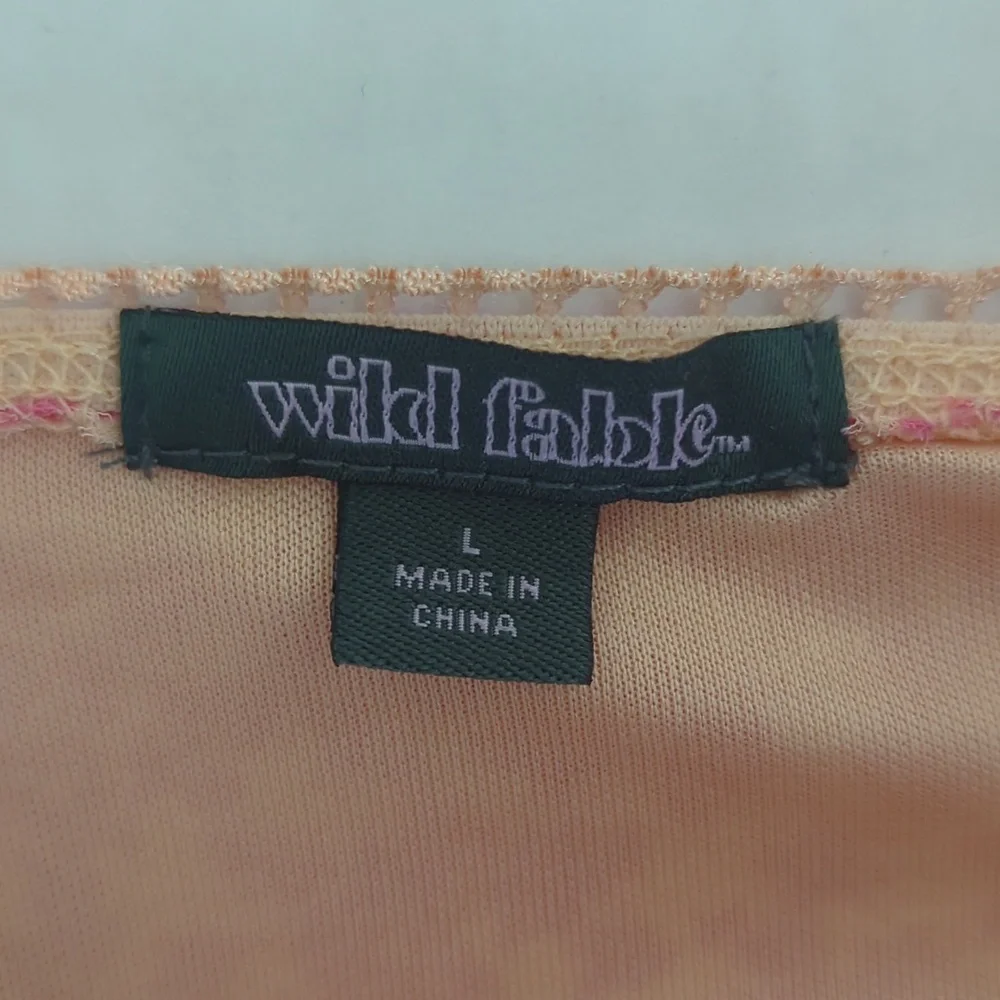 NWT Wild Fable Floral Ruffle Hem Midi Skirt LARGE Pink Dainty - Picture 2 of 14